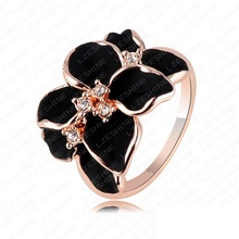 Christmas Big Sale Jewelry Ring Rose Gold Plt SWA Elements Austrian Crystal White Enamel Flower Ring For Women ITL-RI0017