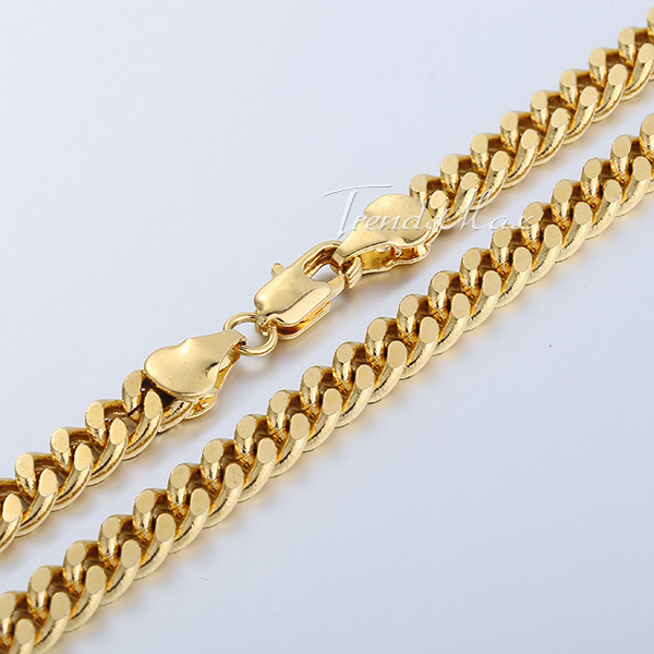 6MM Customized 18 36INCH Curb Cuban 18K Gold Filled Necklace MENS Boys Chain Promotion High Quality