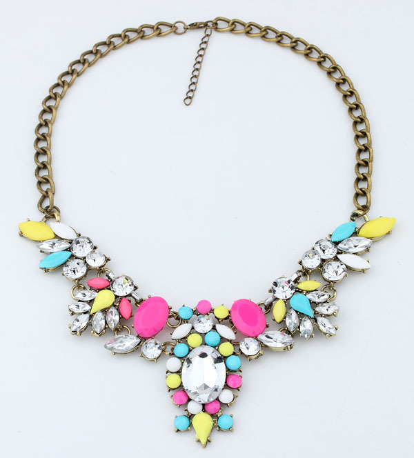 Vogue Jewelry Fashion 6 colors Brand Flower Choker Luxury Fashion Rhinestone Necklace For Women 2015 Newest