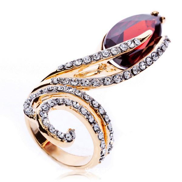 New Ruby jewelry wholesale18K Real Rose Gold Plated Exaggerated Zircon Inlaid CZ Diamond Garnet Drop CZ