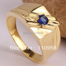 Red Ruby Green Emerald Blue Sapphire for Choice Yellow Gold Men’s Sterling Silver Ring MAN Size10 11 12 13 Selectable R511G