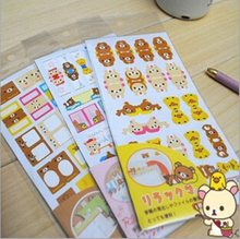 6sheets/lot New cute Rilakkuma bookmark sticker / paper index note label sticker H0926