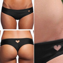 Free Shipping Sexy Women Heart Cut Out T Back Thong Bikini Bottom Beachwear 2015 New Summer