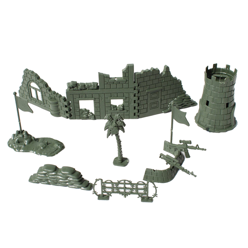 Fighter Plane 10 Pieces Army Base Set Army Soldiers Men Accessories Blockhouse 