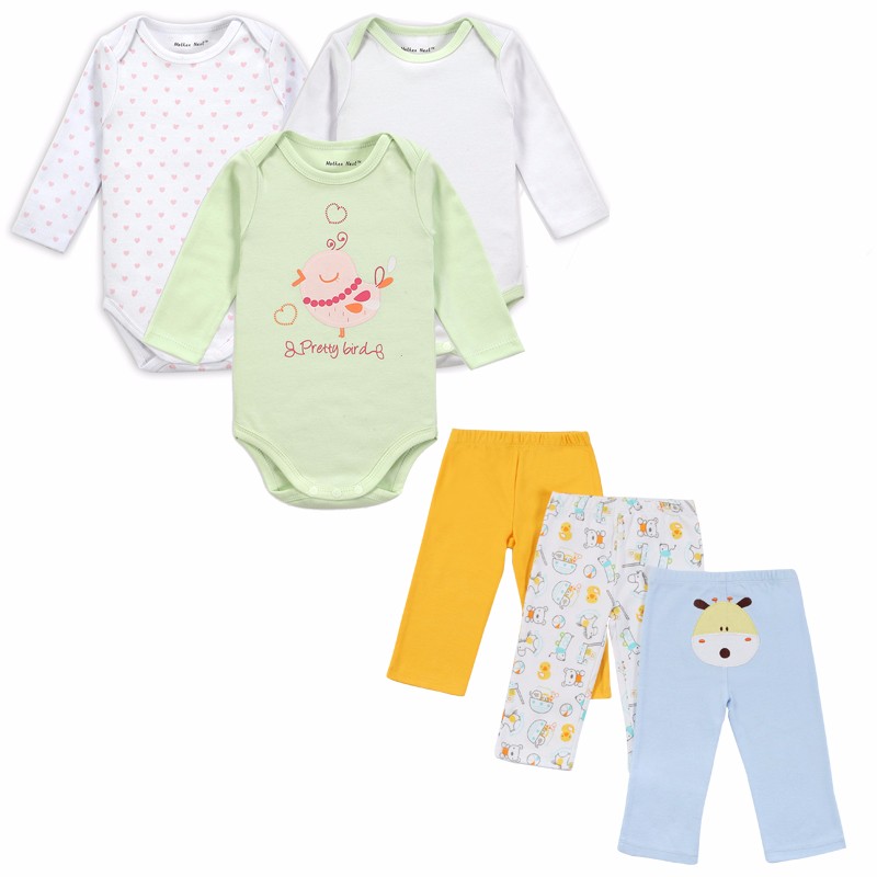 Mother Nest Brand 6 PCS Set Baby Girl Clothing Set Long Sleeves Baby Wear Spring Autumn Casual 100% Cotton Set Shirts+Trousers (1)
