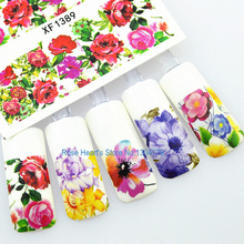 Free Shipping 5 Sheets Nail Art Flower Water Tranfer Sticker Nails Beauty Wraps Foil Polish Decals