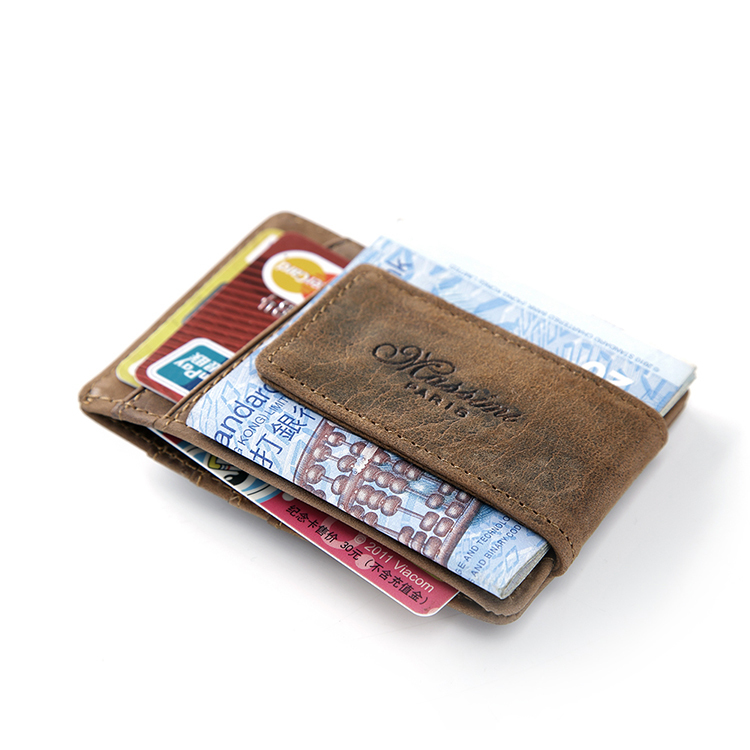 teemzone Men Genuine Leather Wallet Business Casual Credit Card ID Holder with Strong Magnet Money Clip