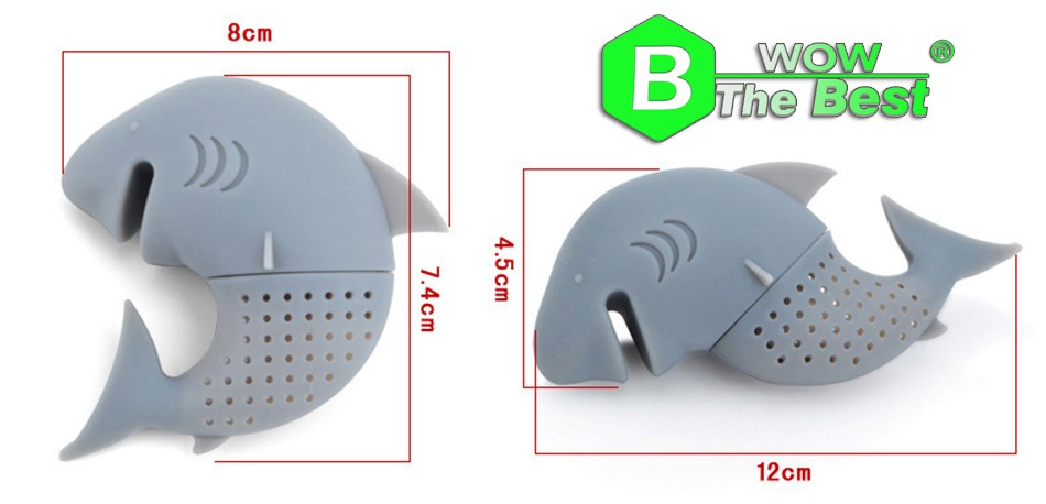 Description Picture 5 of itemCute Silicone Shark tea infuser Leaf Strainer Herbal Spice Filter Diffuser Filter Teapot Teabags for Tea & Coffee Drinkware