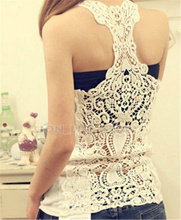 Women’s Sexy Lace Flower Tank Top Black Cami Sleeveless Casual T-Shirt/Vest