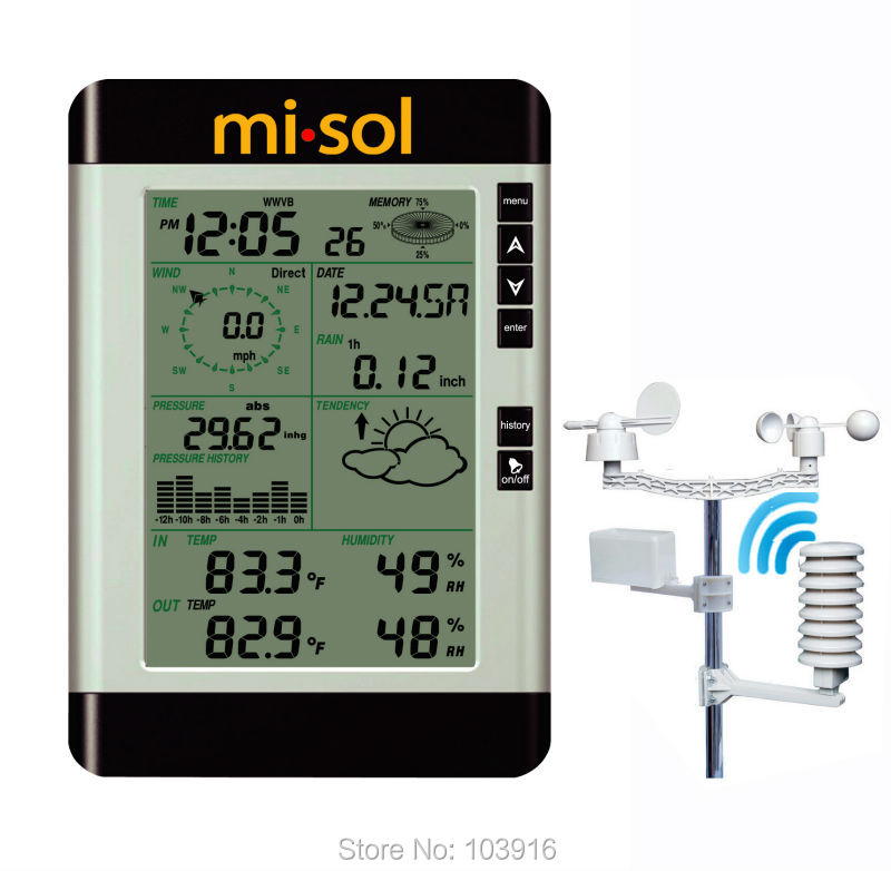 Professional Wireless Weather Station with PC connection, weather forecast, wind speed, rain guage