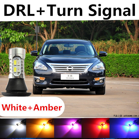 Для Nissan patrol авто-следопыт sentra micra teana DRL дневного света и указатель поворота напомнить ксеноновые лампы белого + янтарная