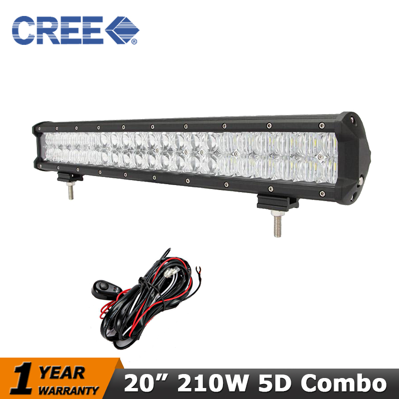 20 inch 210W CREE LED Light Bar Offroad Led Work Light 5D Combo Led Driving Lamp for 12V 24V Truck SUV Pickup ATV 4WD