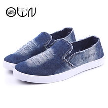 Canvas Loafers Shoes Adult Sky Blue Navy Blue Simple Flats Breathable Fashion Loafers Shoes For Mens Round Toe Male Adult Shoes
