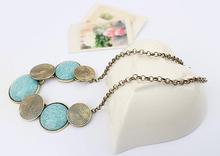 2015 New Fashion Vintage Chunky Turquoise Necklaces Gothic Choker Women Brand Jewelry Pendant Necklace Wholesale