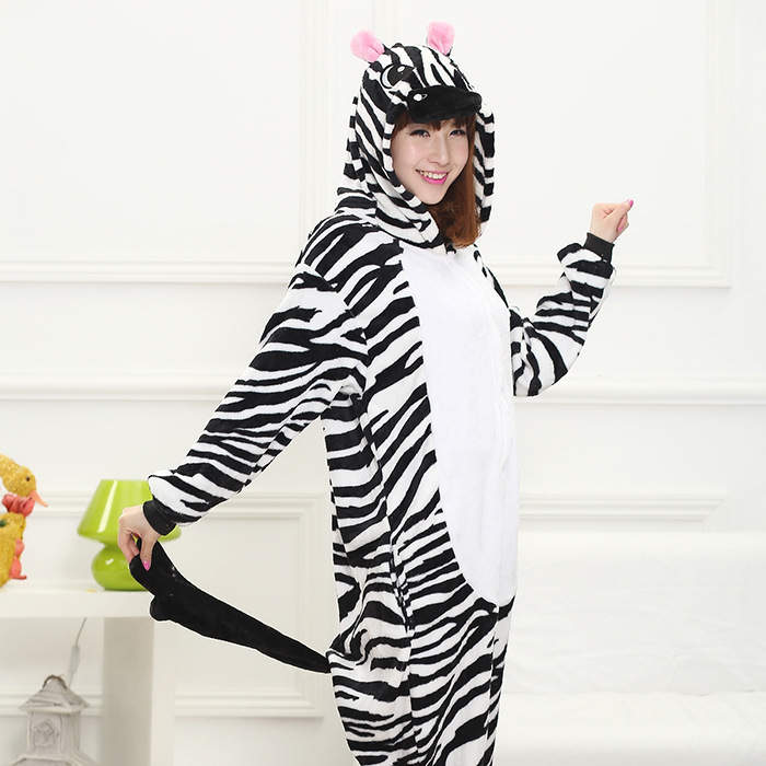 Lovely zebra Cartoon Design Animal Cosplay Pajamas Kids Boys Girls Flannel Sleepers Female Male Pijamas pyjamas