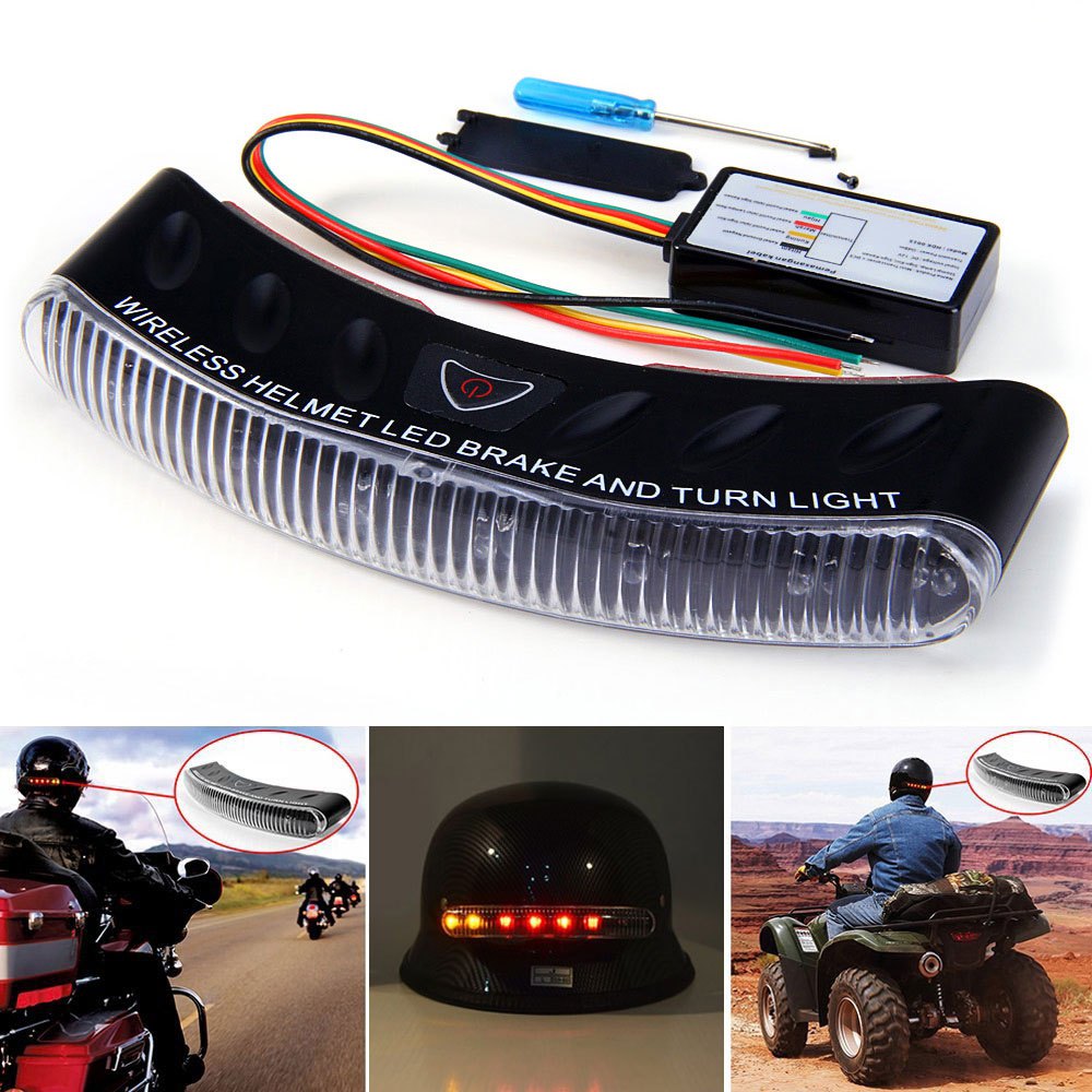 Гаджет  Wireless Motorcycle Helmet Brake Light Motorbike Accessories 12V 8 LEDs Automotive Multi-Color Turn Signal Warning Flasher Lamp None Автомобили и Мотоциклы