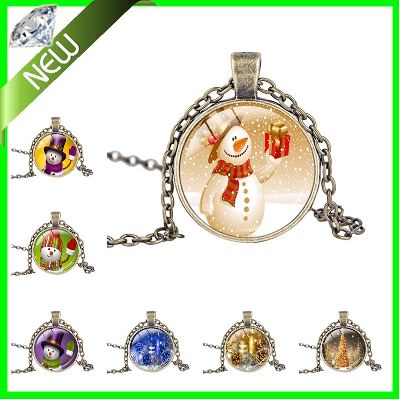 christmas gift necklace christmas snowman glass cabochon christmas gift necklace christmas snowman glass cabochon