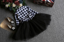 Wholesale (5pcs/lot) 2016 spring plaid black cake fluffy dress for child girl