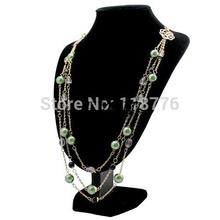 Europe Fashion Pearl Jewelry Austrian Crystal Flower Bead Long Necklace Sweater Chain Necklaces Pendants For Women