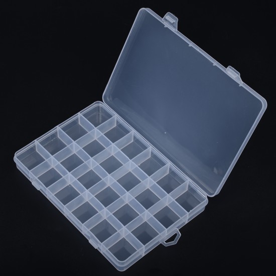 24 Slots Jewelry Rings Beads Organizer Box Holder Plastic Storage Container Case
