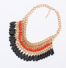 Bohemian Tassels Drop Vintage Gold Choker Chain Neon Bib Statement Necklaces Pendants Fashion Jewelry For Woman