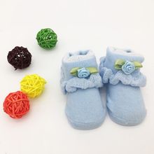 1 Pair Baby Anti Slip Newborn 0-6Month Cotton Lovely Cute Shoes Flowers Cartoon Slippers Boots Boy Girl Unisex Skid Socks