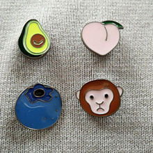 Personality enamel fruit series Monkey peach avocado Brooch Pins sassy pop Gift Badge For DIY Cloth Cute Toy