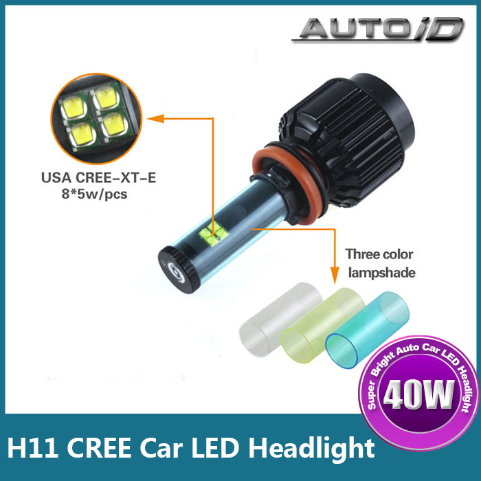 One Set Brand New CREE XT-E Chip 40W 3600LM 6000K Auto Car LED Headlight Bulb H11 8-32V DC