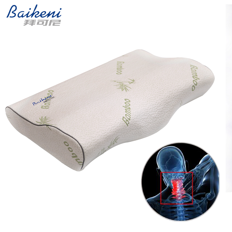 BaiKeni 56*34CM Light Green Memory Foam Orthopedic Cervical Bamboo Pillow Health Care Pain Release For Sleep