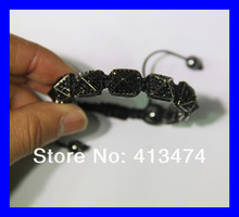 6pcs lot gunmetal mens crystal rhinestone pave sideway high quality spike beads macrame bracelet in bulk