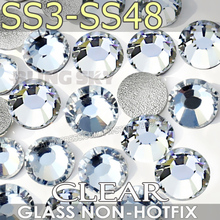 SS3 1.3-1.4mm,1440pcs/bag Non HotFix FlatBack white clear Rhinestones,Clear glitters DMC Glue-on loose nail crystals stone