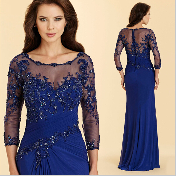 long evening dresses 2016 elegant appliques lace 3/4 sleeve mother ... long evening dresses 2016 elegant appliques lace 3/4 sleeve mother ...