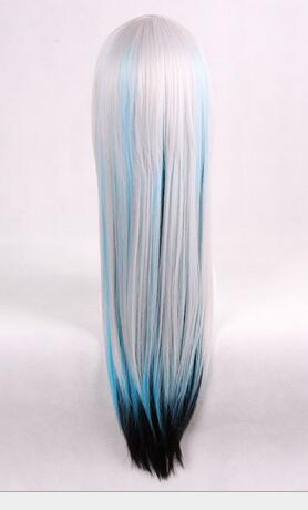 Anime No Game Life Shiro 80cm Mixed Blue black Fade Cosplay hair Wig Lady Girls wigs Cosplay Peluca Products