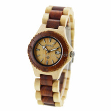 2015 nueva Casual madera tamaño pequeño esfera del reloj para mujer de madera relojes niza vestido de cuarzo analógico de pulsera reloj femenino