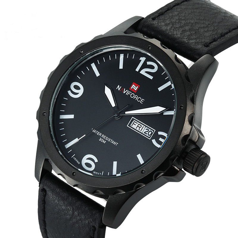 Naviforce Men Military Casual Watch Quartz Waterproof Analog Digital Watches Date Clock Leather Strap Wristwatch Montre Femme