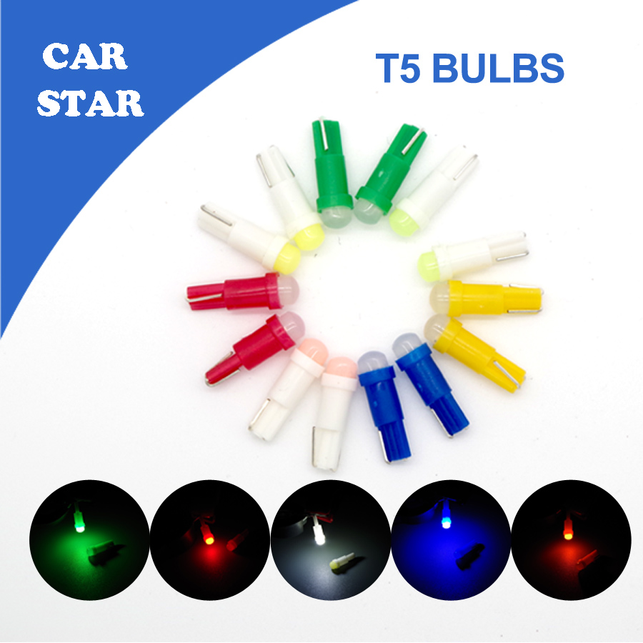 Free shipping 20Pcs Lot 12V 0 5W T5 W2W B8 5D Car LED Instrument Lights with7