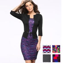 Womens Elegant Belted font b Tartan b font Plaid Patchwork Graffiti Wave Polka Dot Print Wear