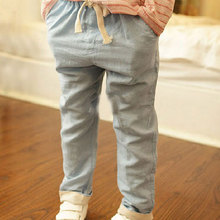 2015 New Children Linen Candy Color Pants Big Boys Girls Summer Cotton Breathable Hemp Trousers Kids