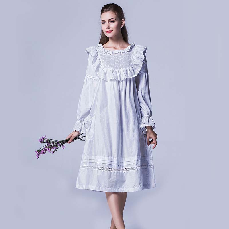 Long-Women-Cotton-Sleepwear-Pockets-Full-Sleeve-Nightgown-Loose-Lace-Nightgown