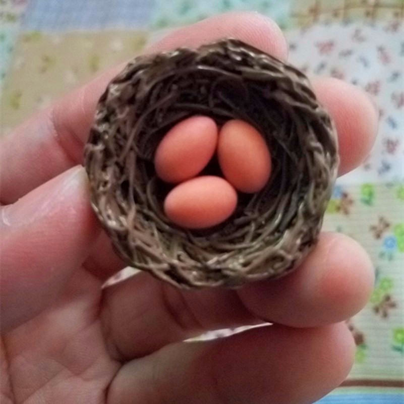 Miniature Resin Quail/'s Nest with 10 Eggs Set for 1:12 Scale Dollhouse