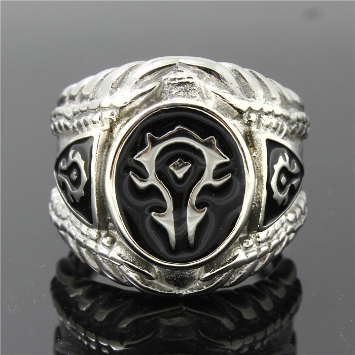 Excow Jewelry World of Warcraft Alliance Horde Sign Game Ring Stainless Steel Band