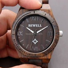 Caliente venta del precio de fábrica BEWELL reloj de madera Miyota seno del movimiento estilo Vintage sano ambiental Vintage relojes hombres