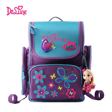 Delune kids cartoon backpacks school backpack children orthopedic school supplies school bags for girls kids backpack girls