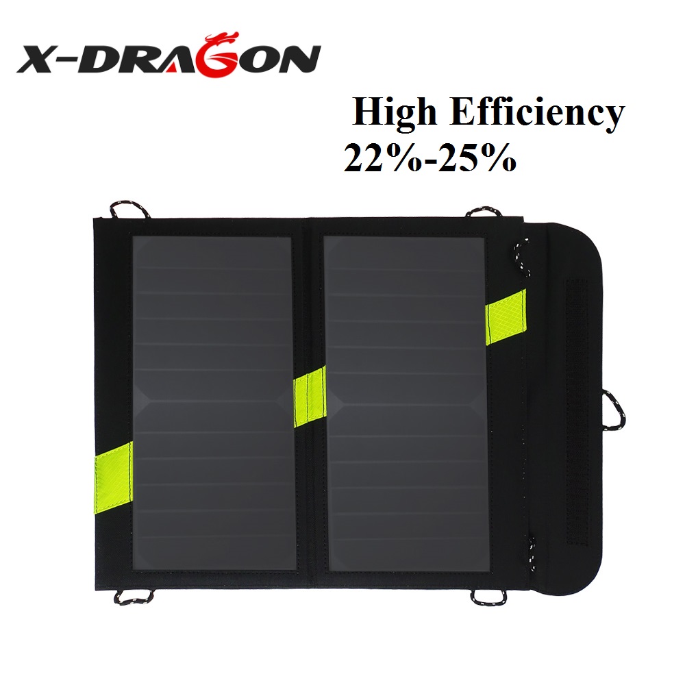 14W 5V Solar Panel Charger Dual Output Solar Power Bank Camping Outdoor Cellphone Charger for iphone samusng ipad and so on.