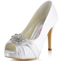 EP41058 PF White Blue Silver Women Bride Wedding Party Pumps Platforms Sandals Peep Toe High Heel