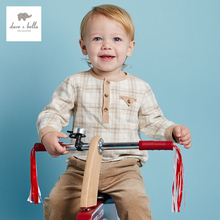 DB2341 dave bella autumn baby boys fashionable tartan shirt cotton baby tops baby shirts boys plaid shirt