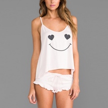 New 2016 Funny pajamas Casual Sleepwear Women’s Fashion Cotton Blended Shirt + Shorts Pants CV3