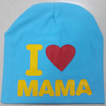 2015 new Autumn Baby Knitted Warm Cotton Beanie Hat for Toddler Baby Kids Girl Boy I LOVE PAPA MAMA print kid hats