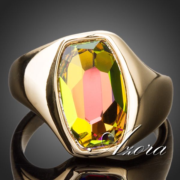 AZORA Latest Brand Design 18K Gold Plated Gradient Bright Color Stellux Austrian Crystal Ring TR0140