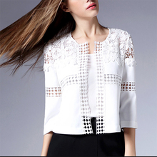 2016 Plus Size Women Clothing Lace Matching Jacket asaco Lace casacos white lace jacket